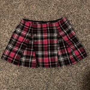 Lip Service Pink and Black Plaid Mini Skirt